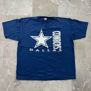 90S VINTAGE DALLAS COWBOY GRAPHIC TEE MENS XL SHORT SLEEVE BLUE SPELL OUT